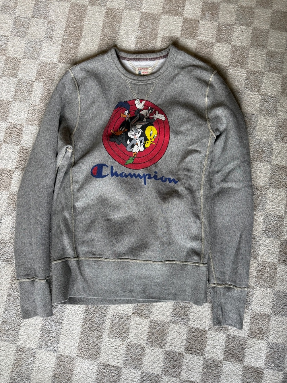 Champion Gray Crewneck Sweatshirt with Looney Tunes Target Graphic